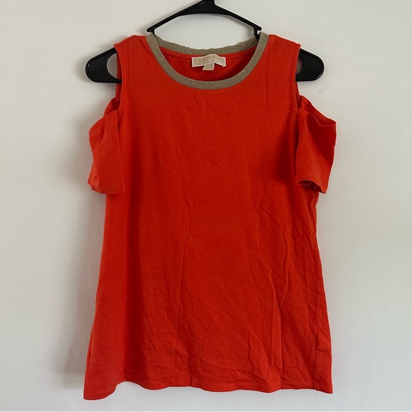 Michael Kors Cold-Shoulder Top Blouse Women’s SZ MED Orange - Picture 1 of 7